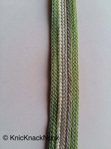 Wholesale Green And Gold Thread Lace Trim, Approx. 25mm wide, Weave Trim